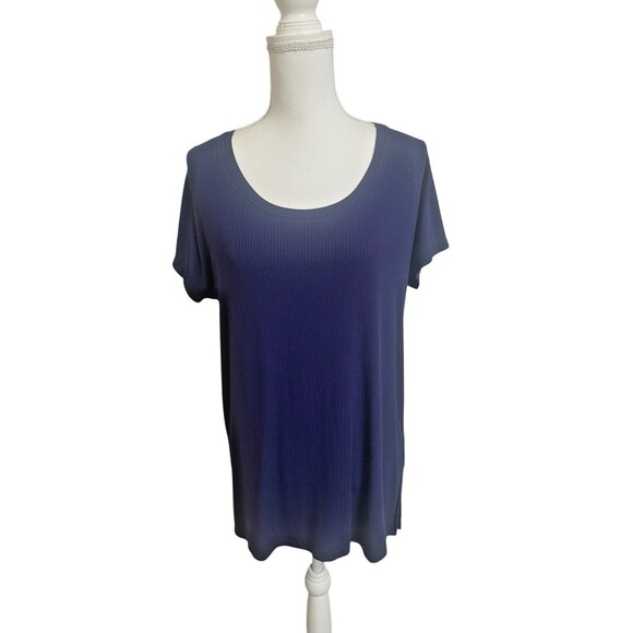 FELINA Women's M 1763393 BLUE (ASTRAL AURA) RIBBED SCOOP NECK TUNIC TOP Purple - Picture 1 of 9